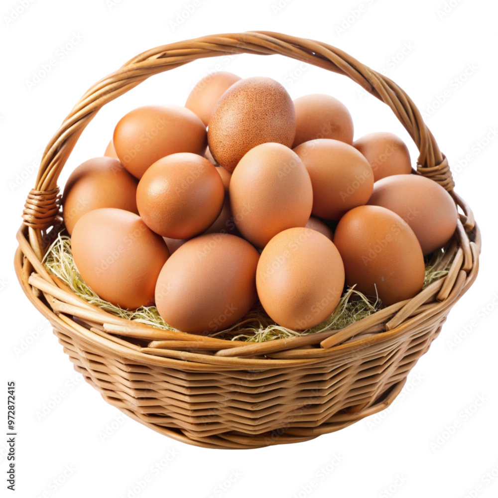 A basket of fresh eggs A basket of fresh eggs