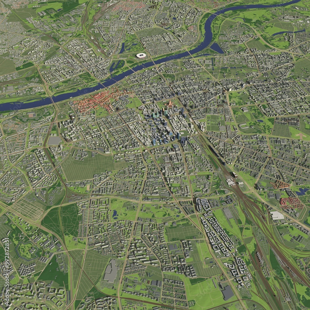 Fototapeta premium 3D illustration of city and urban in Warsaw Poland