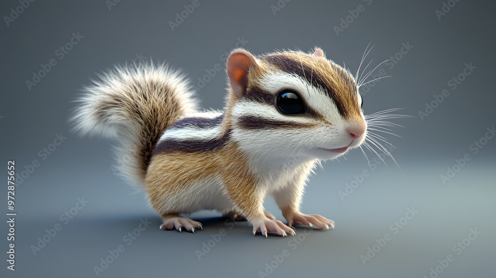 21. **Cute 3D render of a little chipmunk with striped back and tiny paws 21. **Cute 3D render of a little chipmunk with striped back and tiny paws