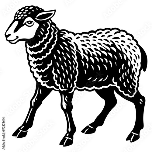 Line art sheep vector, line cut sheep, silhouette vector illustration. sheep line art silhouette sketch black and white