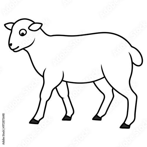 Line art sheep vector, line cut sheep, silhouette vector illustration. sheep line art silhouette sketch black and white
