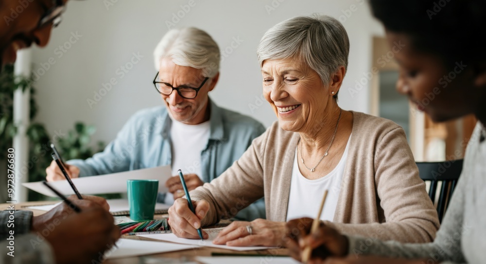 Multigenerational Group Engaging in Creative Activity at a Table Multigenerational Group Engaging in Creative Activity at a Table