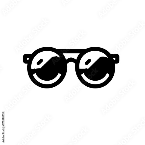 black sunglasses icon symbol. Sunglasses cat eye black glyph icon isolated. Vector. 