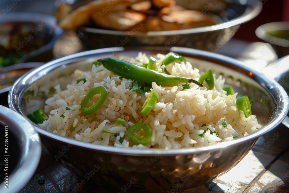Panta Bhat: Fermented rice served with green chilies and onions Panta Bhat: Fermented rice served with green chilies and onions