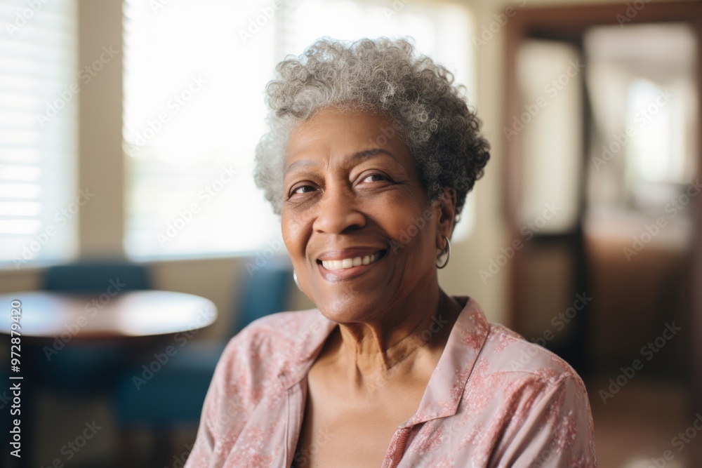 Portrait of a elderly African American woman smiling in nursing home Portrait of a elderly African American woman smiling in nursing home