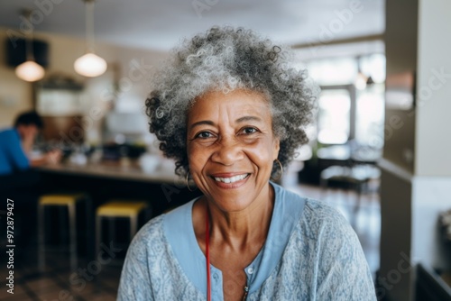 Portrait of a elderly African American woman smiling in nursing home