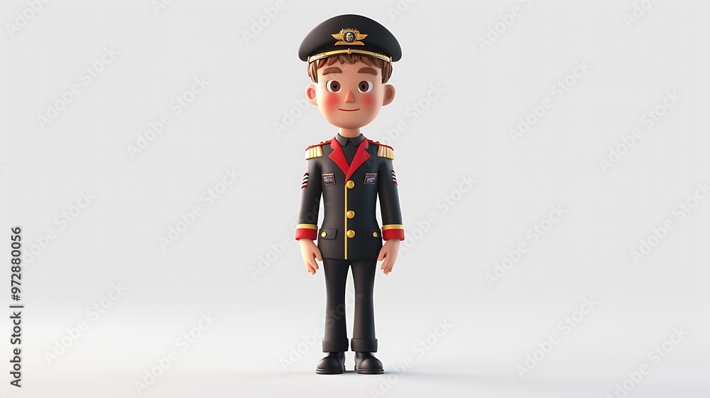 Cartoon Pilot Character in Uniform Cartoon Pilot Character in Uniform