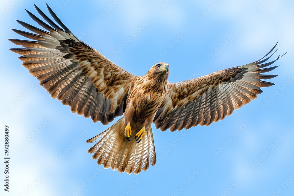 Fototapeta premium Majestic Eagle Soaring in Clear Blue Sky
