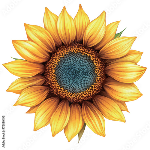 Sunflower Isolated on White Background. 3D Illustration.