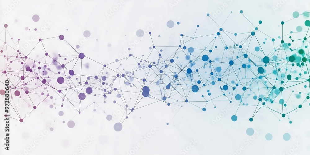 Interconnected dots and lines in blue, green, and purple tones, representing global networking or data transfer, perfect for futuristic or tech-themed projects. Interconnected dots and lines in blue, green, and purple tones, representing global networking or data transfer, perfect for futuristic or tech-themed projects.