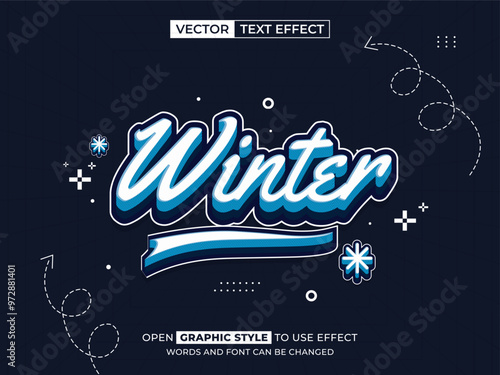 winter editable text, font effect, 3d text for title