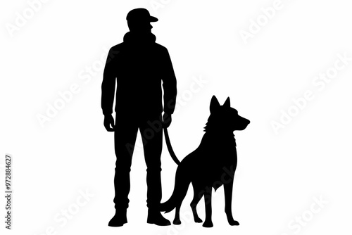 a men with a Dog Silhouette