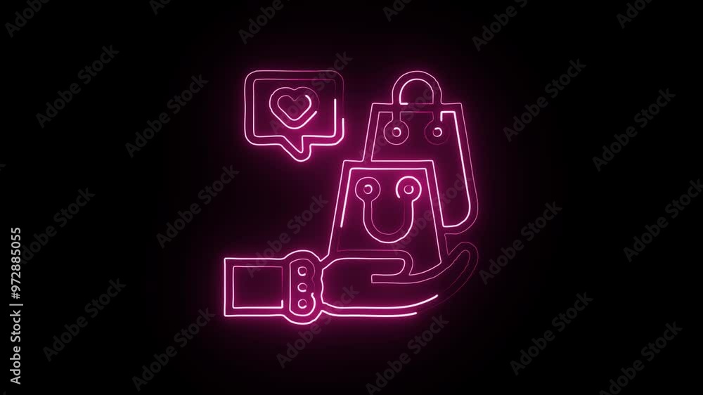 Glowing neon Buy icon isolated on black background. HD Video motion graphic animation Glowing neon Buy icon isolated on black background. HD Video motion graphic animation