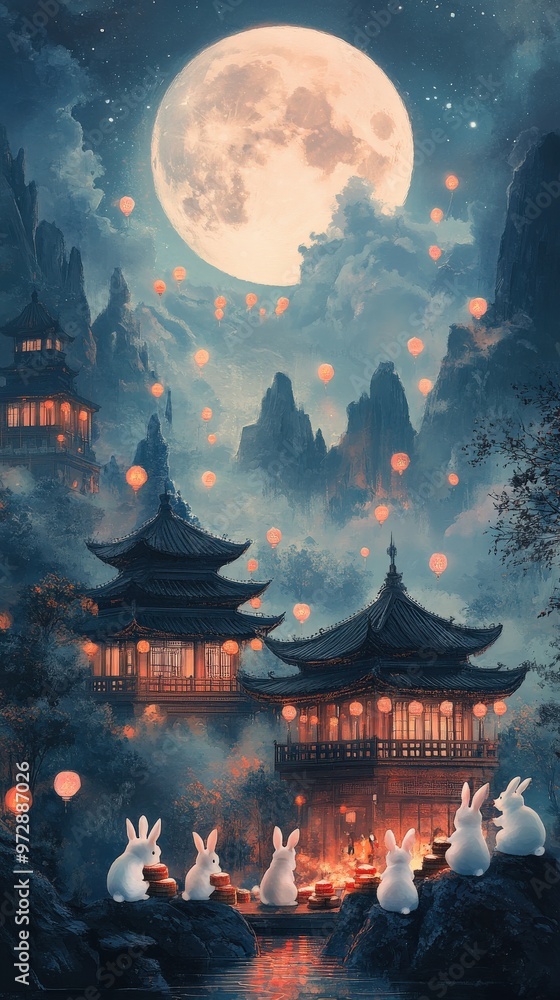 Rabbit Festival with Lanterns and Mooncakes by the Mountains Rabbit Festival with Lanterns and Mooncakes by the Mountains