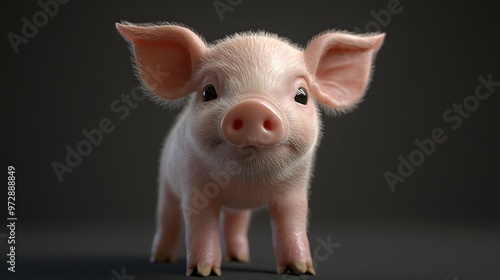 11. **Charming 3D model of a tiny piglet with a cute snout and floppy ears