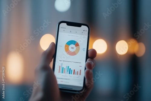 Close-up of a spending analysis app showing simplified categories for budgeting â€“ Gen Z client tracking daily expenses with ease, promoting financial literacy and responsibility, digital finance