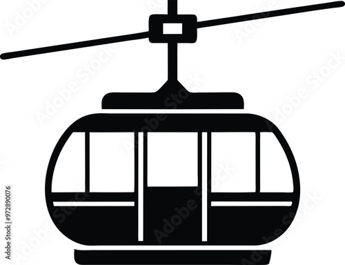 Cable car silhouette Vector Icon and Illustration, Isolated on white background