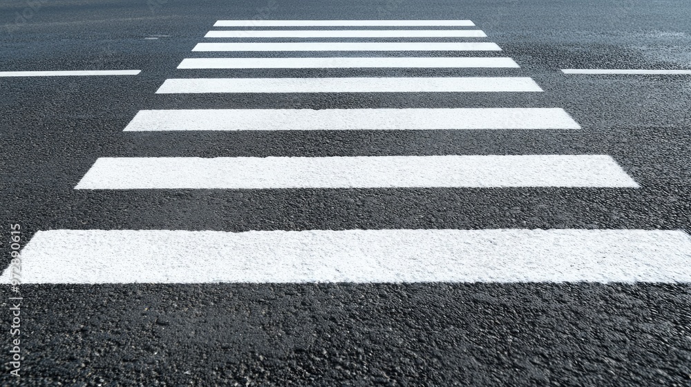 Freshly painted white zebra crosswalk markings on smooth asphalt, symbolizing urban safety and modern road infrastructure. Freshly painted white zebra crosswalk markings on smooth asphalt, symbolizing urban safety and modern road infrastructure.