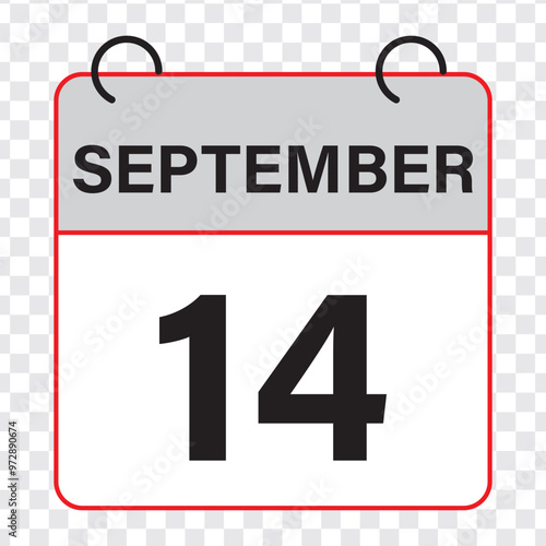 September 14 calendar flat icon