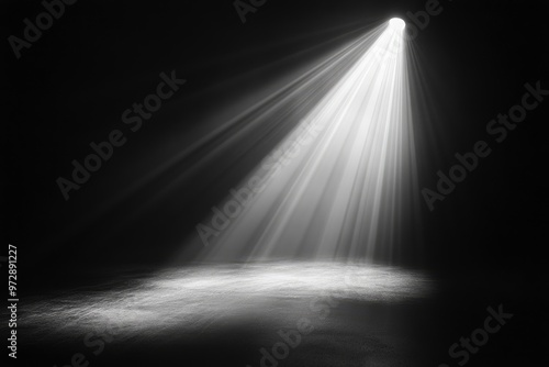 spotlight on stage or gods rays isolated on black background , ai