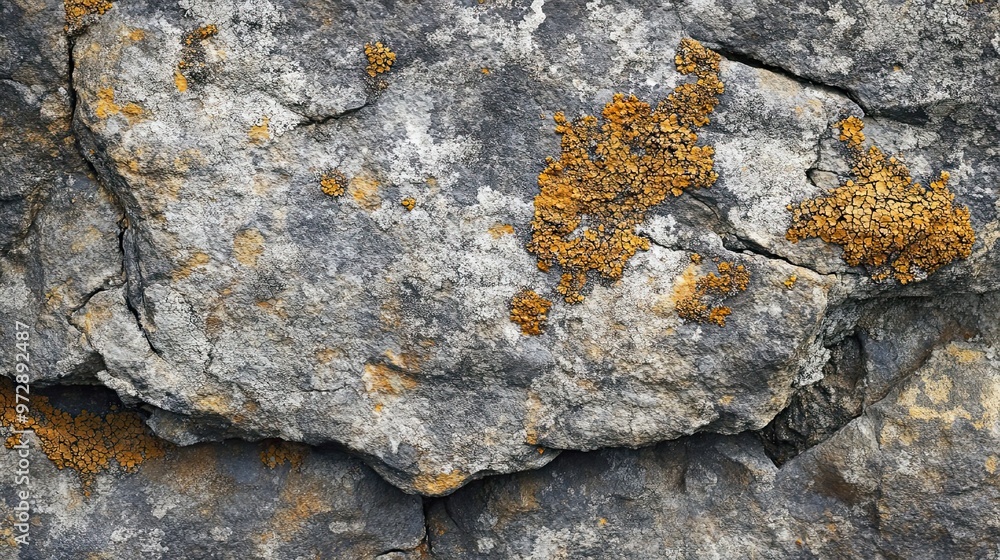 Close-up of Grey Rock with Yellow Lichen Patches Close-up of Grey Rock with Yellow Lichen Patches