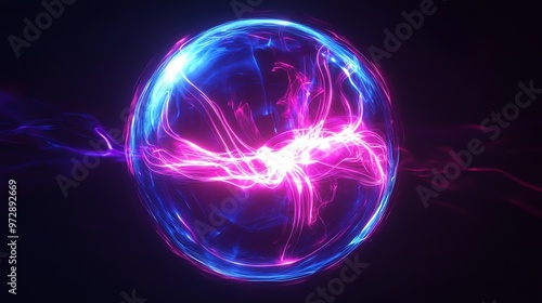 A glowing orb of light, with pink and blue energy swirling inside.