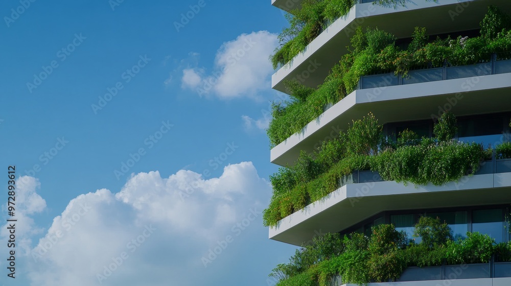 Modern Building with Green Roof and Blue Sky. Modern Building with Green Roof and Blue Sky.