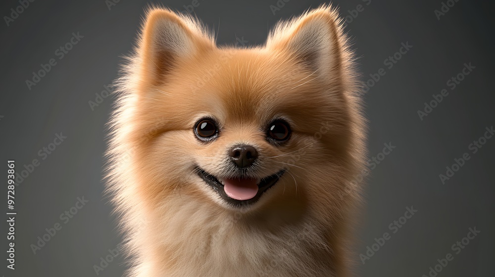 Obraz premium 6. **3D render of a sweet, fluffy Pomeranian puppy with a cheerful expression