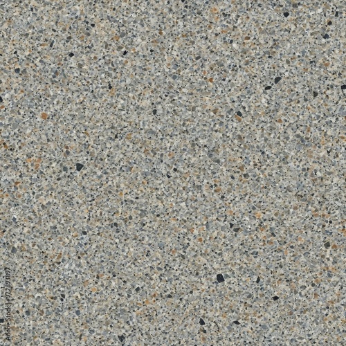 A close-up view of a concrete surface with small rocks scattered on it