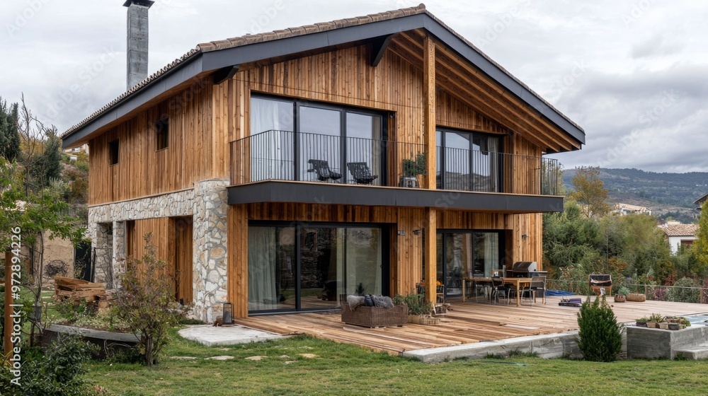 Suburban luxury house in middle of nature Suburban luxury house in middle of nature