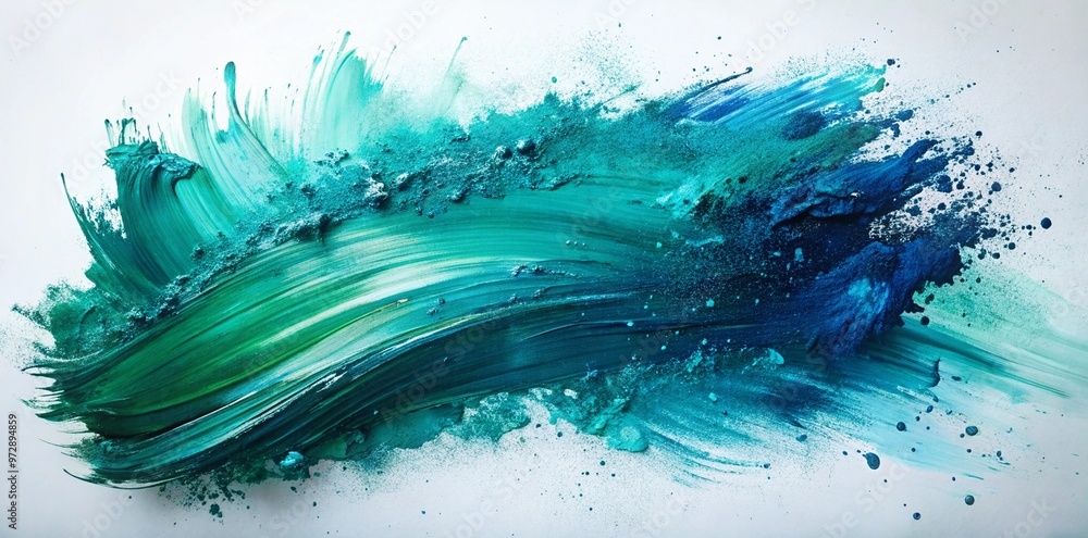 A compelling abstract painting utilizing shades of teal and blue to depict fluid dynamic movements This image conveys a sense of energy and motion with bold brush strokes and splash patterns A compelling abstract painting utilizing shades of teal and blue to depict fluid dynamic movements This image conveys a sense of energy and motion with bold brush strokes and splash patterns