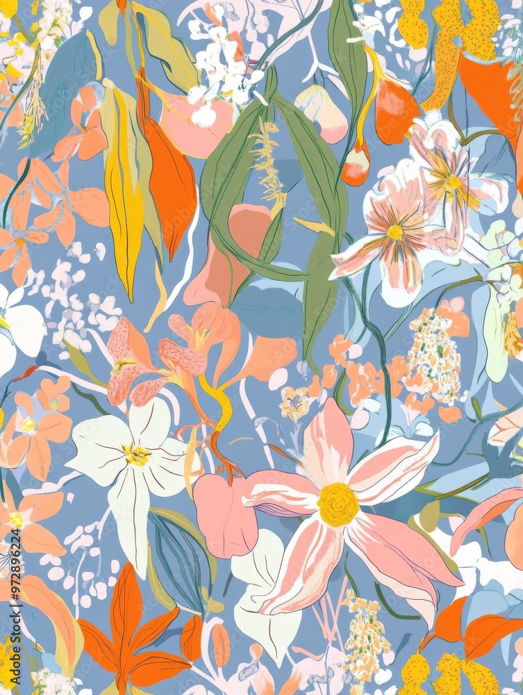 Obraz premium seamless floral minimalist, pastel color, dark tone, pattern style --chaos 50 --ar 3:4 --weird 1000 --v 6.1 Job ID: ef93d514-a2a0-4a8e-af67-80a2f8e02d73