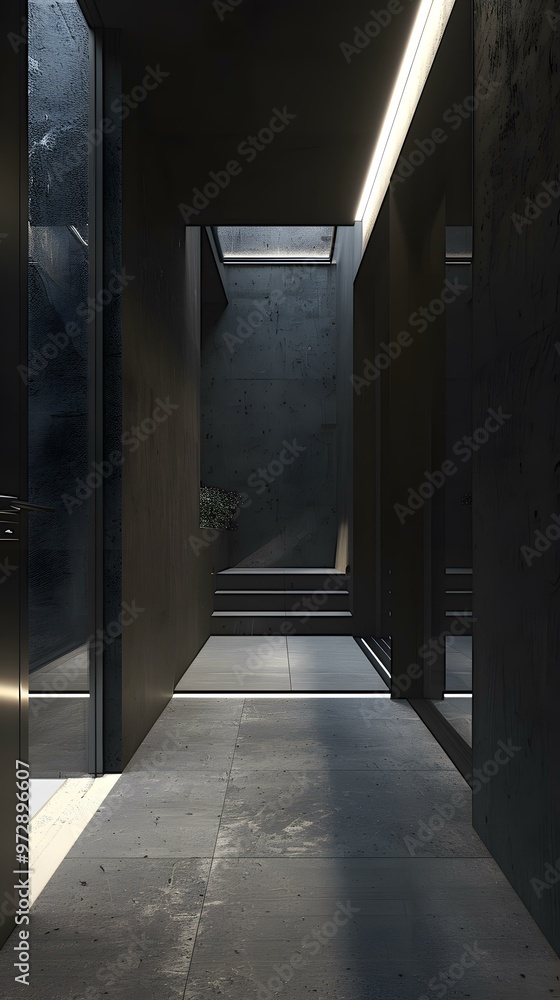 Fototapeta premium Modern Minimalist Concrete Hallway Interior Design