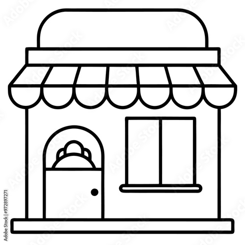 cozy bakery shop outline coloring book page line art drawing