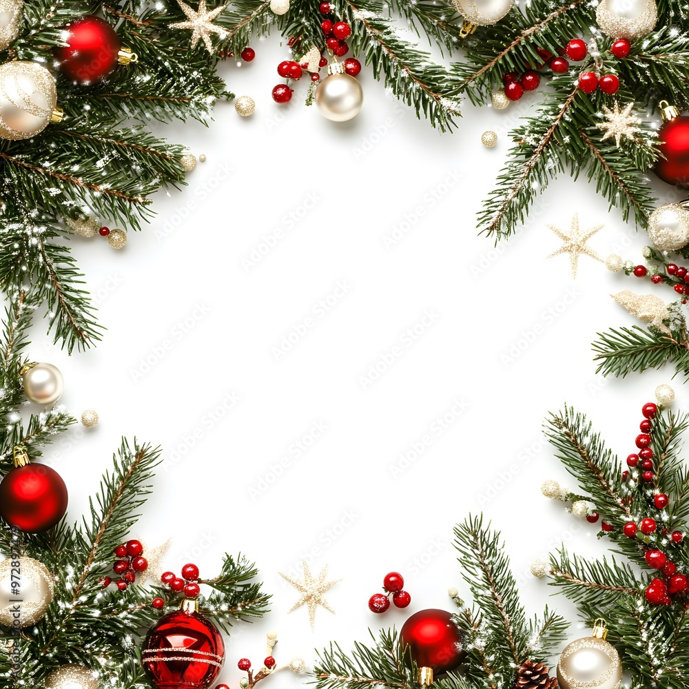 A white background with red and green decorations A white background with red and green decorations