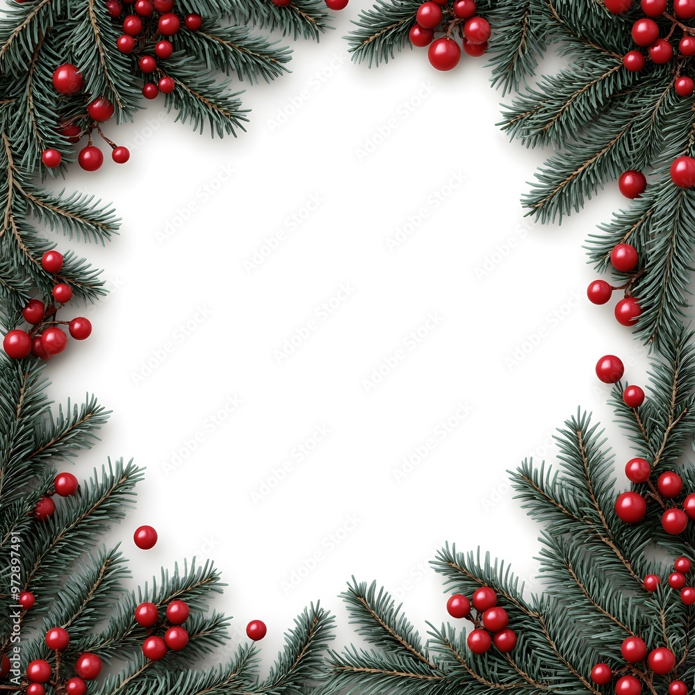A white background with red and green decorations A white background with red and green decorations