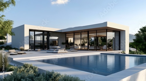 Modern House with Swimming Pool and Mountain Views