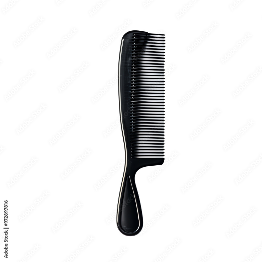 Close-up image of a black hair comb with fine teeth, isolated on a white background. Suitable for hairstyling and grooming concepts. Close-up image of a black hair comb with fine teeth, isolated on a white background. Suitable for hairstyling and grooming concepts.