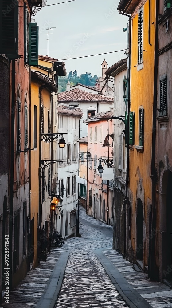 Fototapeta premium Cobblestone Street in a Historic Italian Town