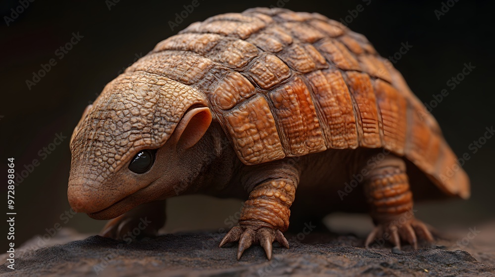 Fototapeta premium 41. **Detailed 3D depiction of a baby armadillo with soft armor and tiny legs