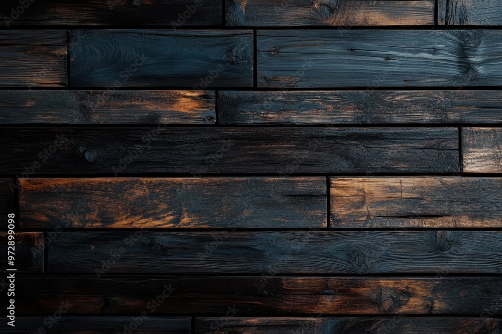 Fototapeta premium Dark brown wooden wall background with wood texture paneling for interior design, abstract luxury dark wallpaper background