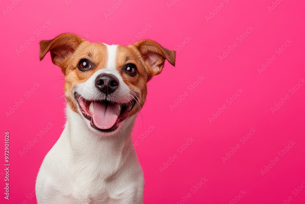 Smiling dog with happy expression face Isolated on magenta background , ai Smiling dog with happy expression face Isolated on magenta background , ai