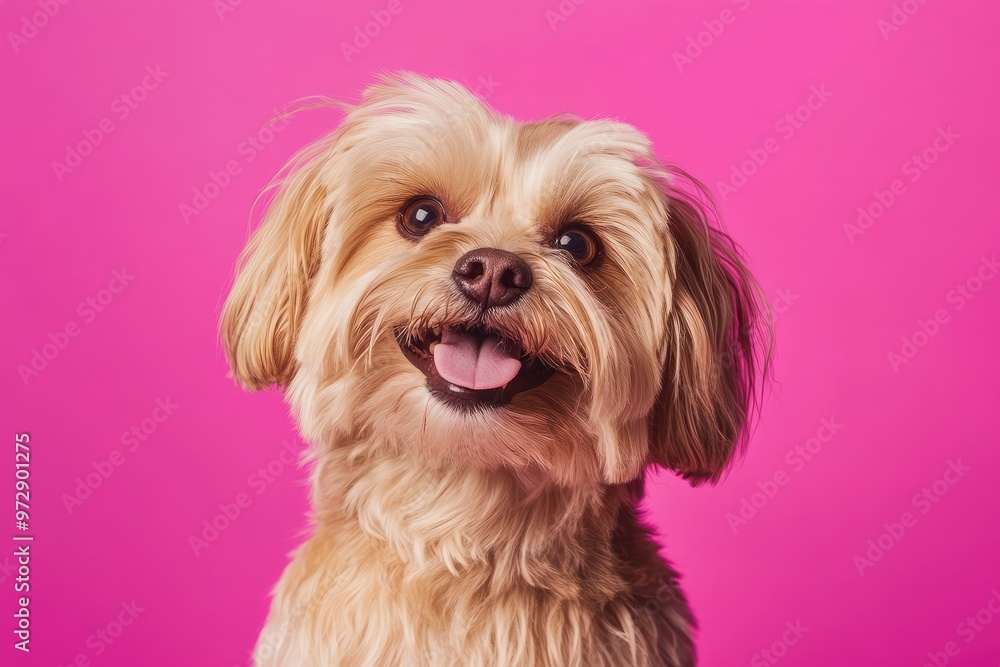 Smiling dog with happy expression face Isolated on magenta background , ai Smiling dog with happy expression face Isolated on magenta background , ai