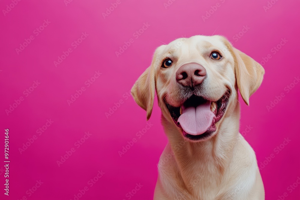 Smiling dog with happy expression face Isolated on magenta background , ai Smiling dog with happy expression face Isolated on magenta background , ai