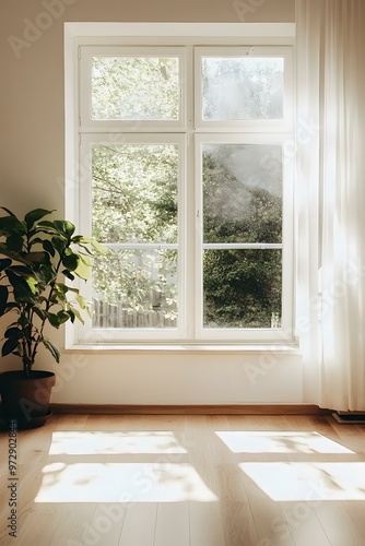 Sunlight Streaming Through Window in Empty Room