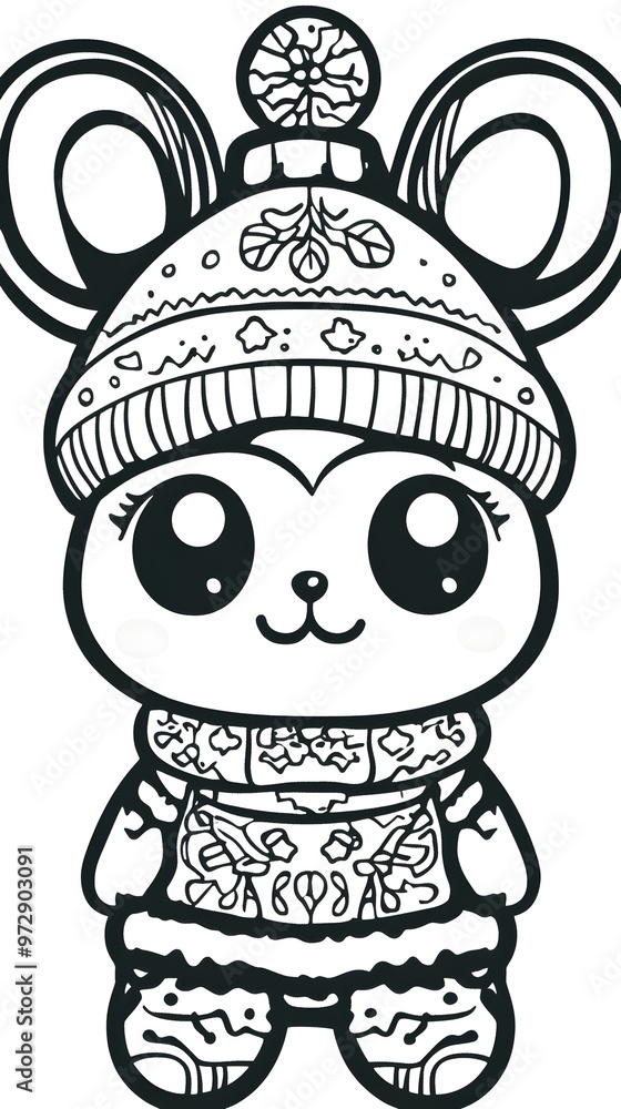 Cute Cartoon Mouse Wearing Winter Clothes Coloring Page Cute Cartoon Mouse Wearing Winter Clothes Coloring Page