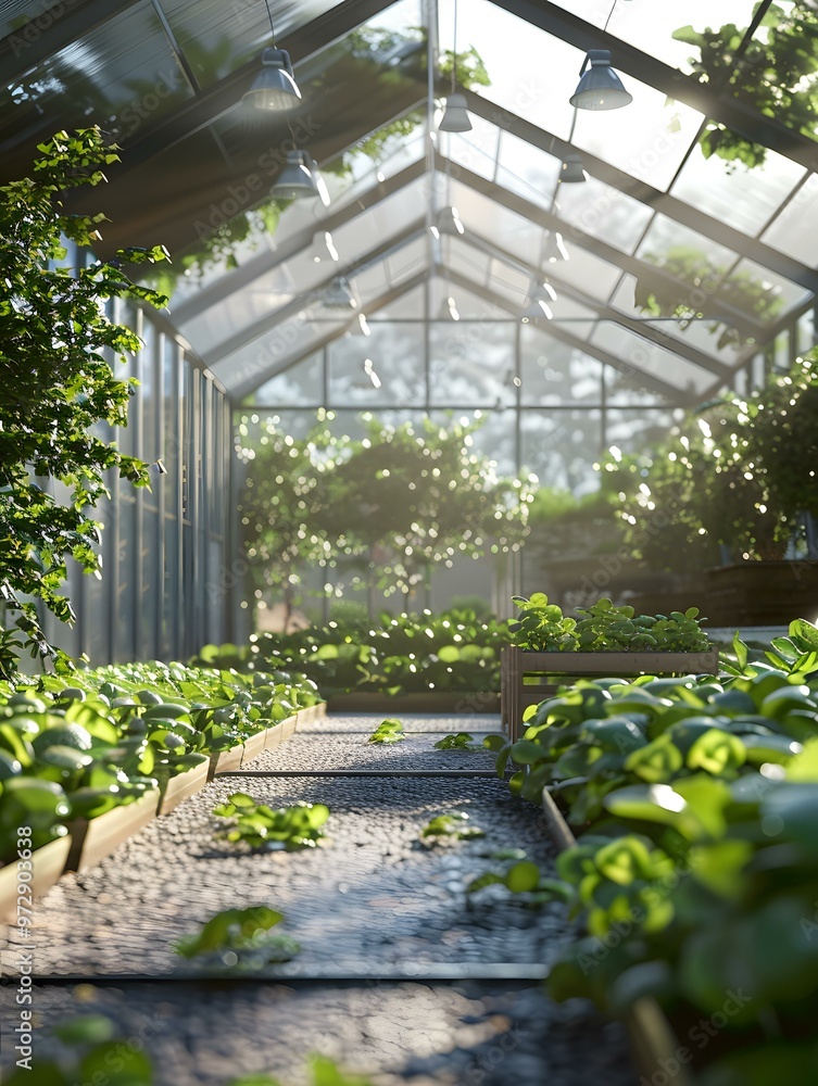 Greenhouse With Sunlight Shining Through Greenhouse With Sunlight Shining Through