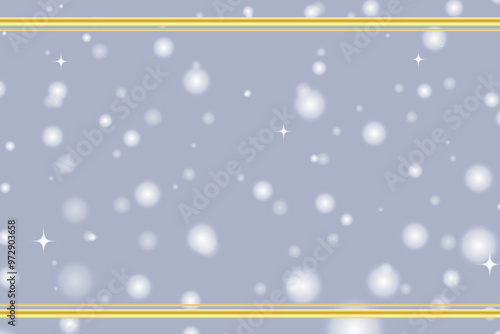 淡いグレーの雪の背景と金色の縁の背景　壁紙　