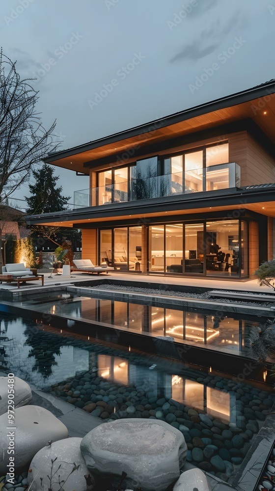 Modern Minimalist House with Pool and Stone Garden Modern Minimalist House with Pool and Stone Garden