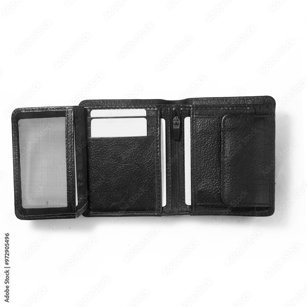 Stylish black leather wallet isolated on white Stylish black leather wallet isolated on white